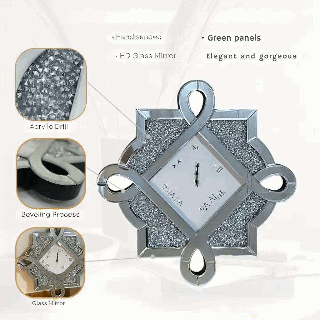 Glory Crushed Diamond Wall Clock Solid Furniture UK