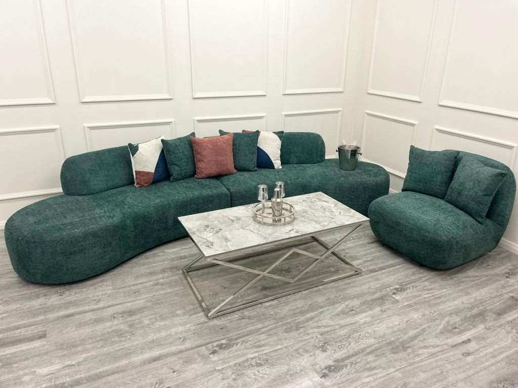 Solid Furniture LTD UK Fabric Miami Curved Cinema Boucle Sofa