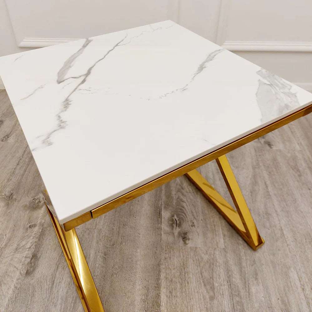 Stone Top ZION LAMP TABLE SOLID FURNITURE UK