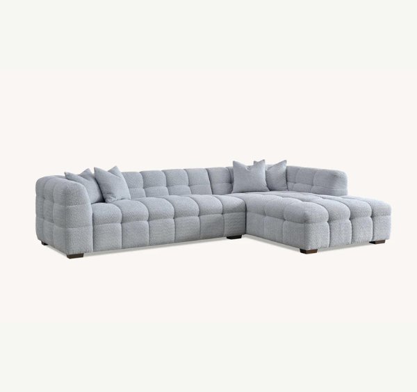 Aluxo Tribeca Corner Group in Pearl Boucle Fabric - SOLID FURNITURE LTD