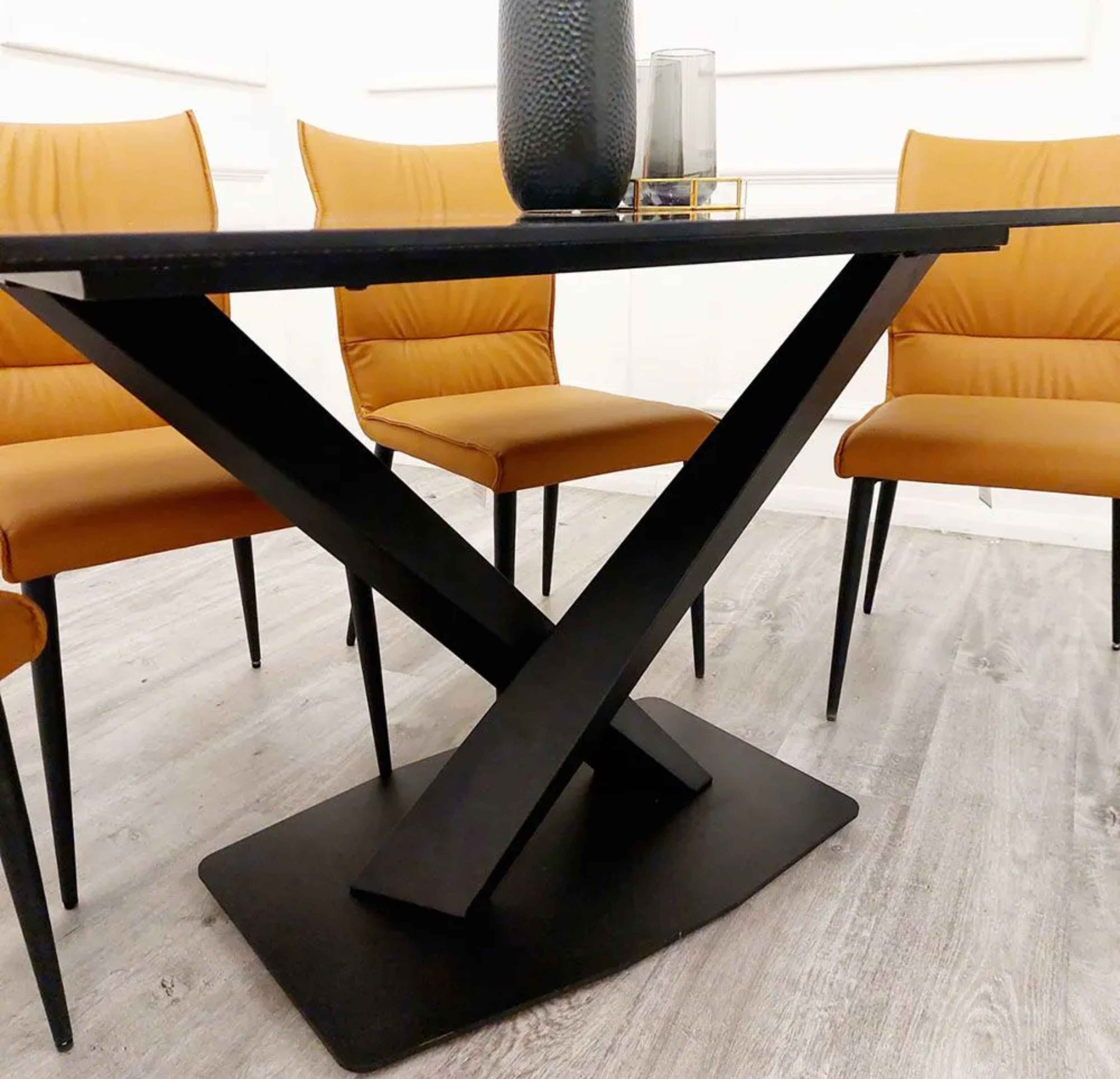 Apollo Black Dining Table with Chairs - SOLID FURNITURE LTD