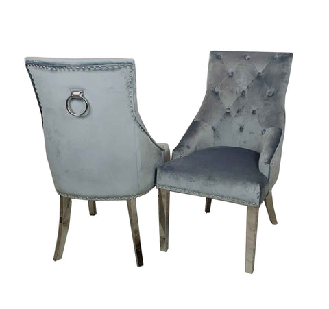 Duke Dark Grey Velvet Dining Chair SOLID FURNITURE