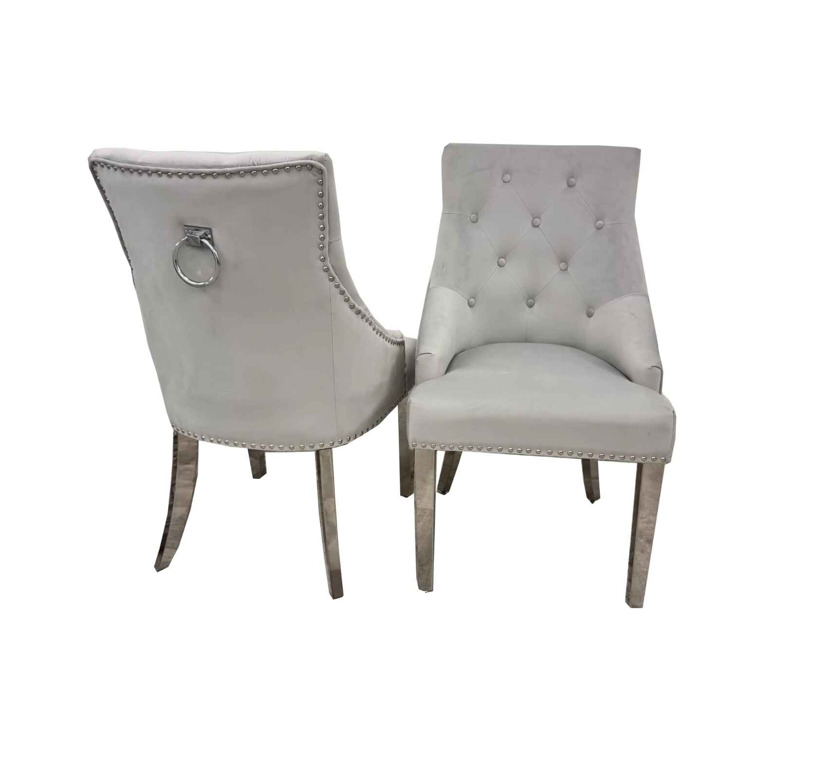 Duke Light Grey Velvet Dining Chair SOLID FURNITURE